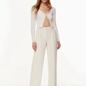Aritzia Wide Leg Trousers in Off-White/Cream